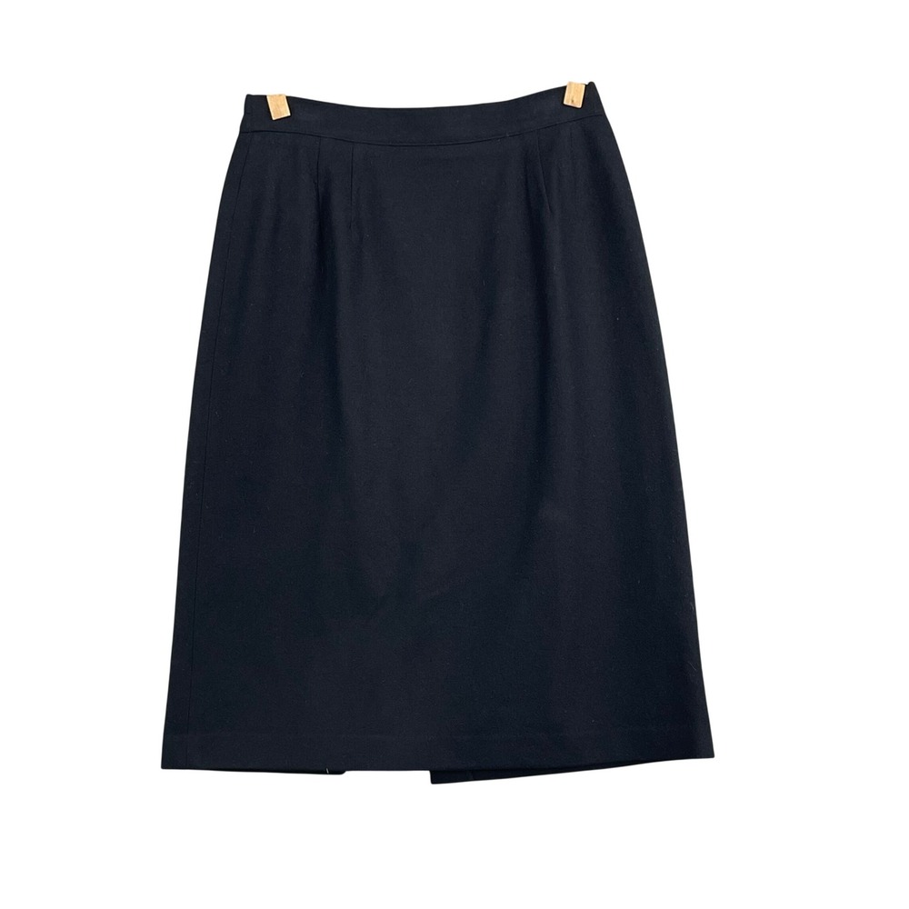 Sag Harbor Pencil Skirt Womens 12 Black Pure Wool Career Classic Midi Vintage‎